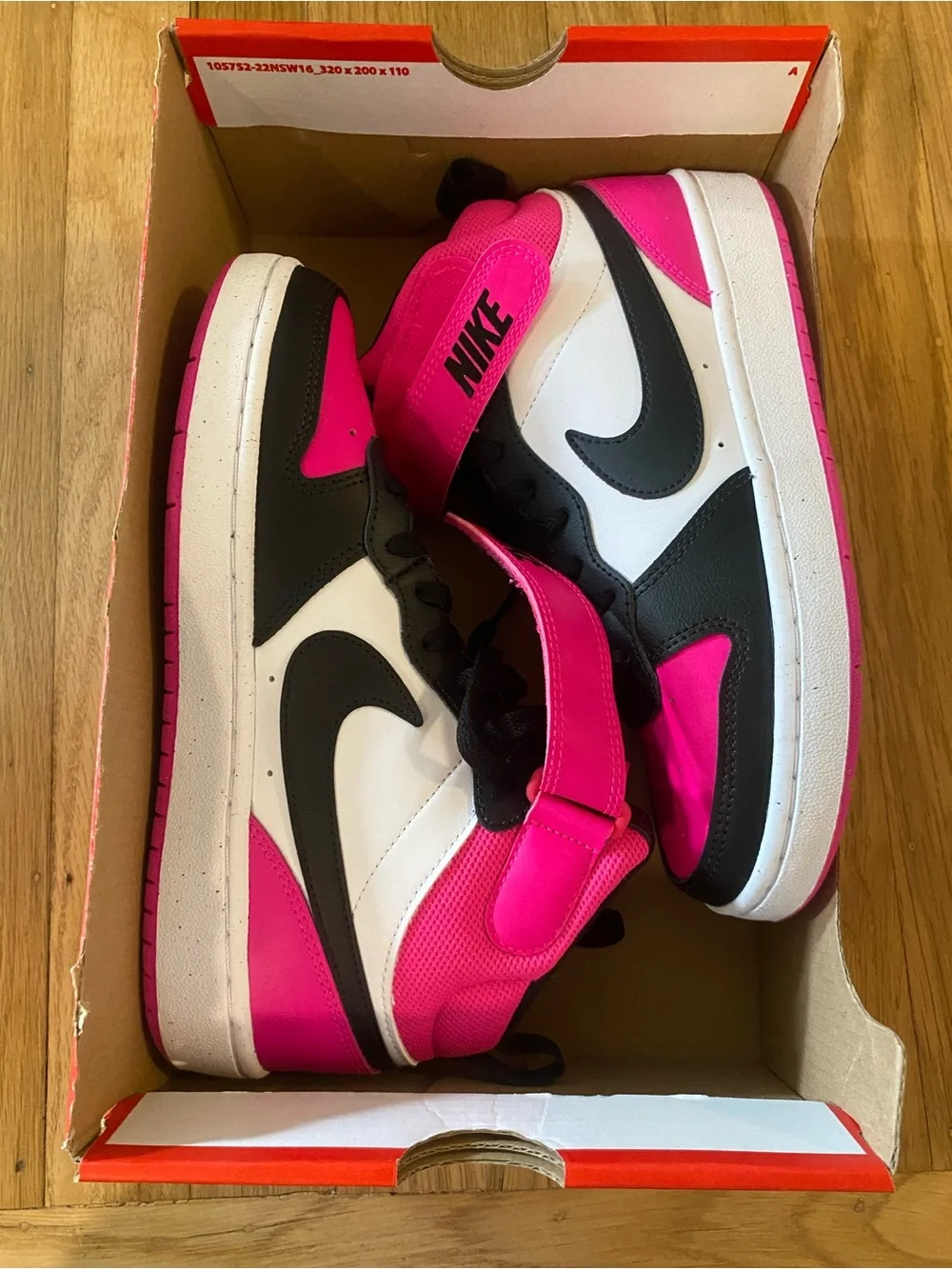 NEW Nike Court Borough Mid 2 BG White Black Firece Pink Kids Youth